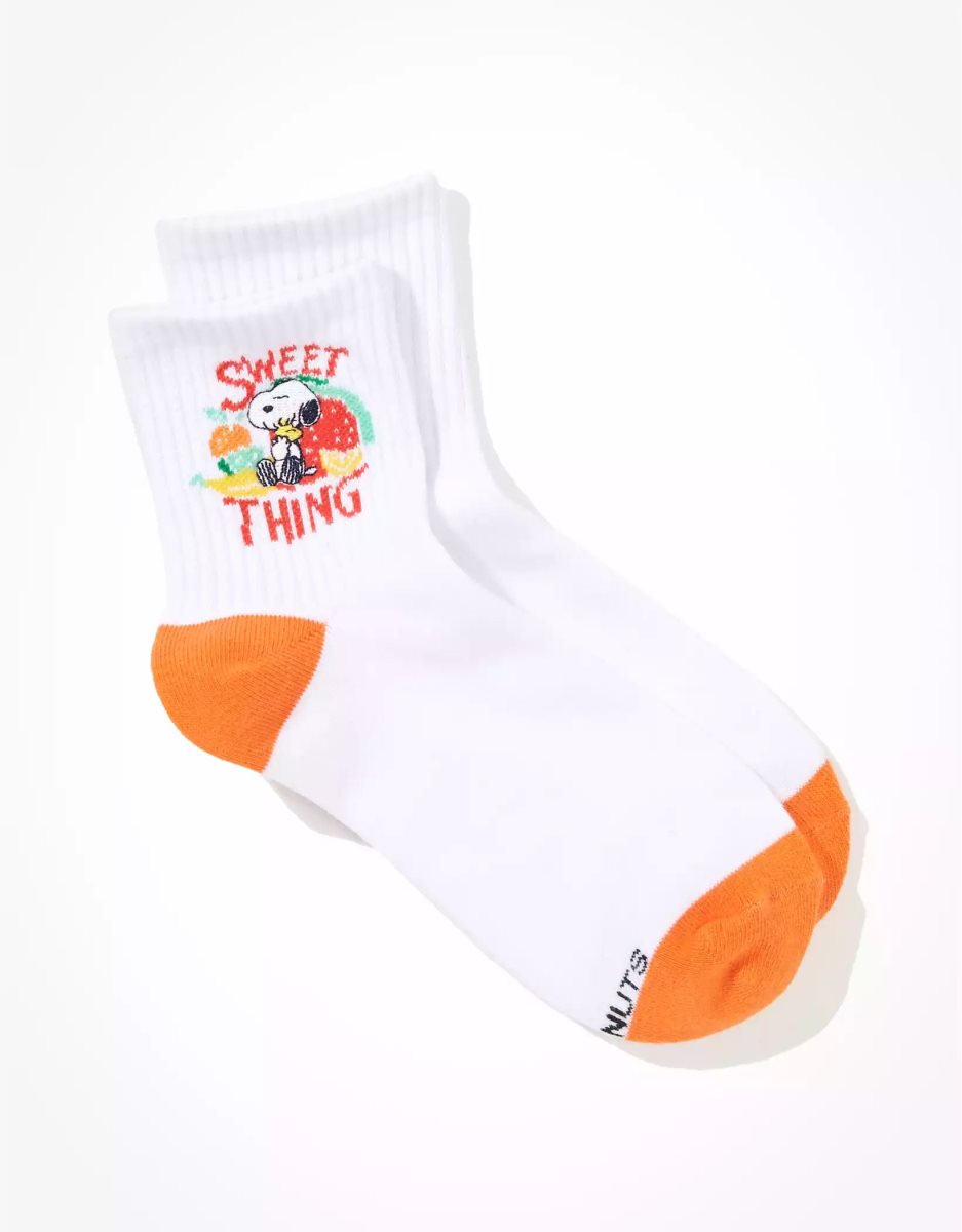 Chaussettes American Eagle AE Sweet Thing Peanuts Boyfriend Blanche Femme | CVG-23951916